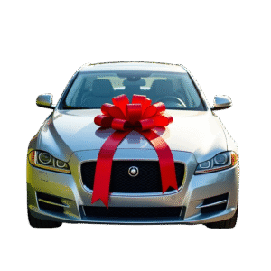 luxury sedan car decorated with_20943565 Car Ribbon